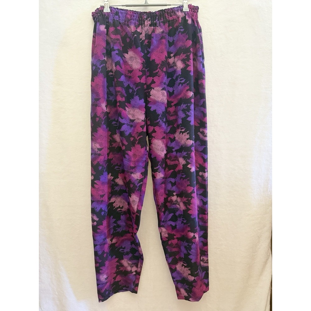Maggie Shepherd Lounge Track 2 Piece Set L Purple Abstract Australia Vtg 90s - Picture 9 of 9